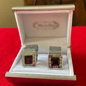 Vittorio Vico Vibrant Colorful Square Crystal Chain Cufflinks in Square Setting